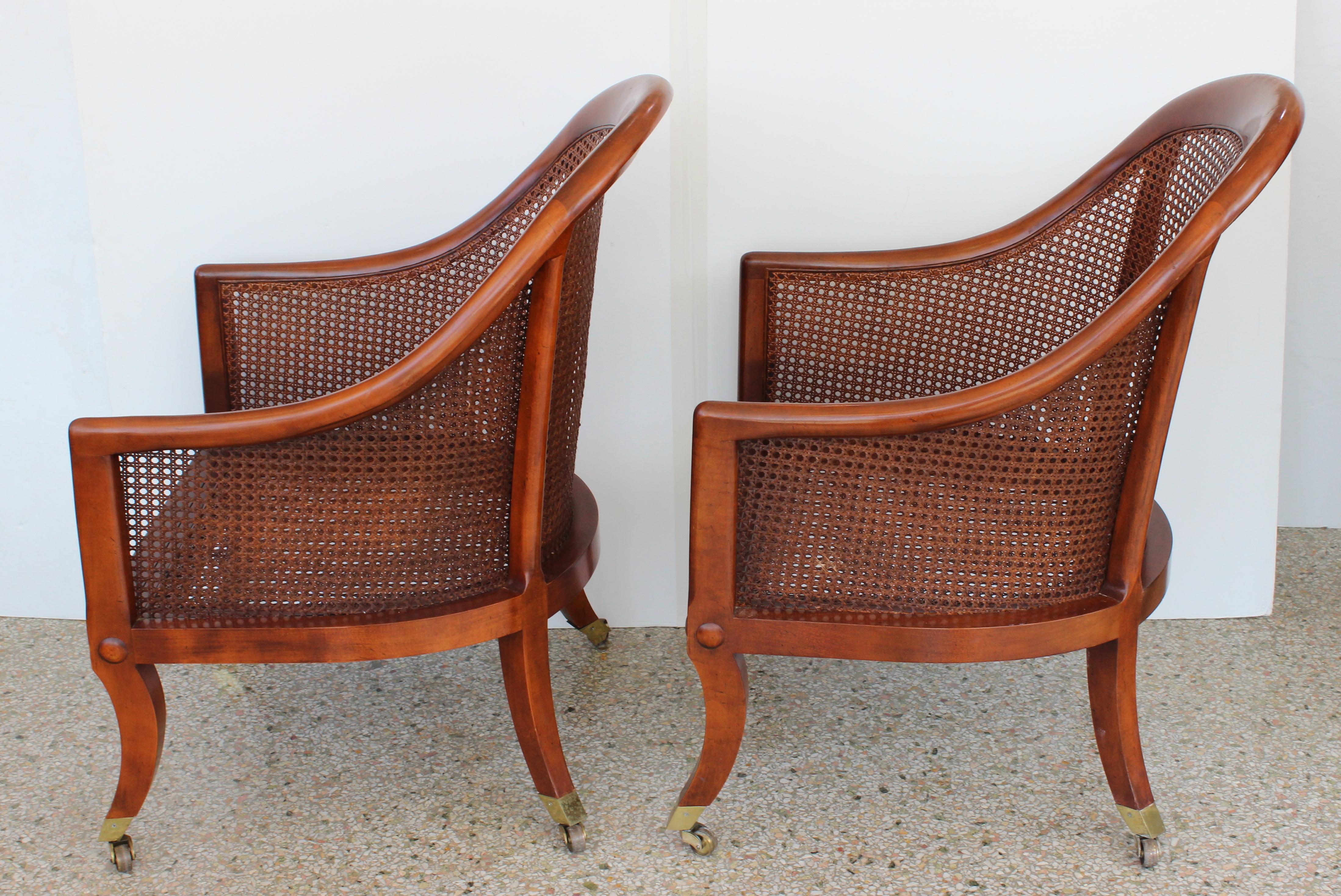 Brass Pair of Regency Style Chairs by Baker For Sale
