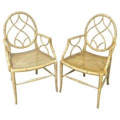 Pair of Regency Style 'Cracked Ice' Painted Arm Chairs