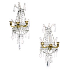 Pair of Regency Style Crystal Wall Sconces