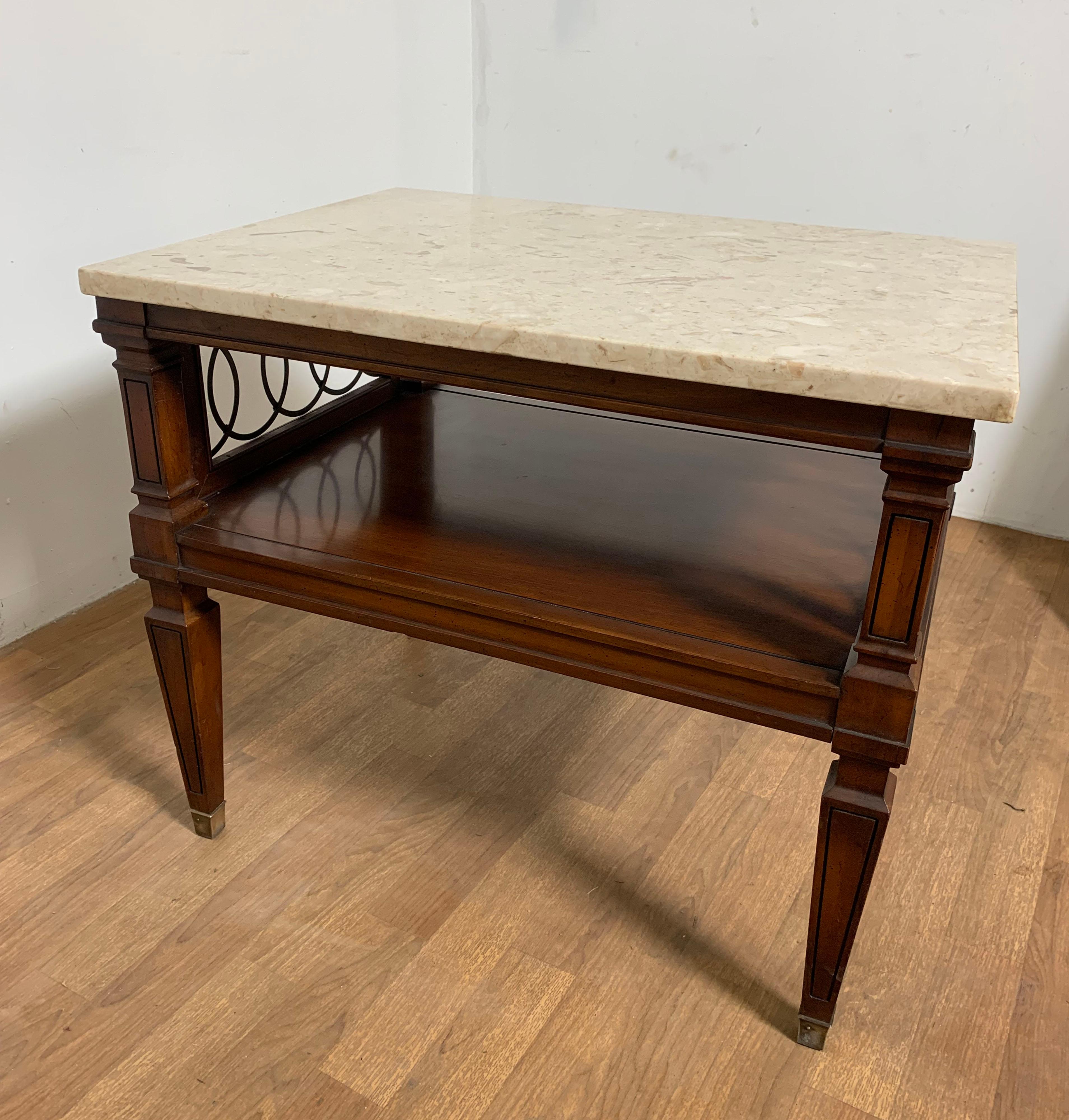 Pair of Regency Style End Tables with Marble Tops circa 1960s For Sale 4