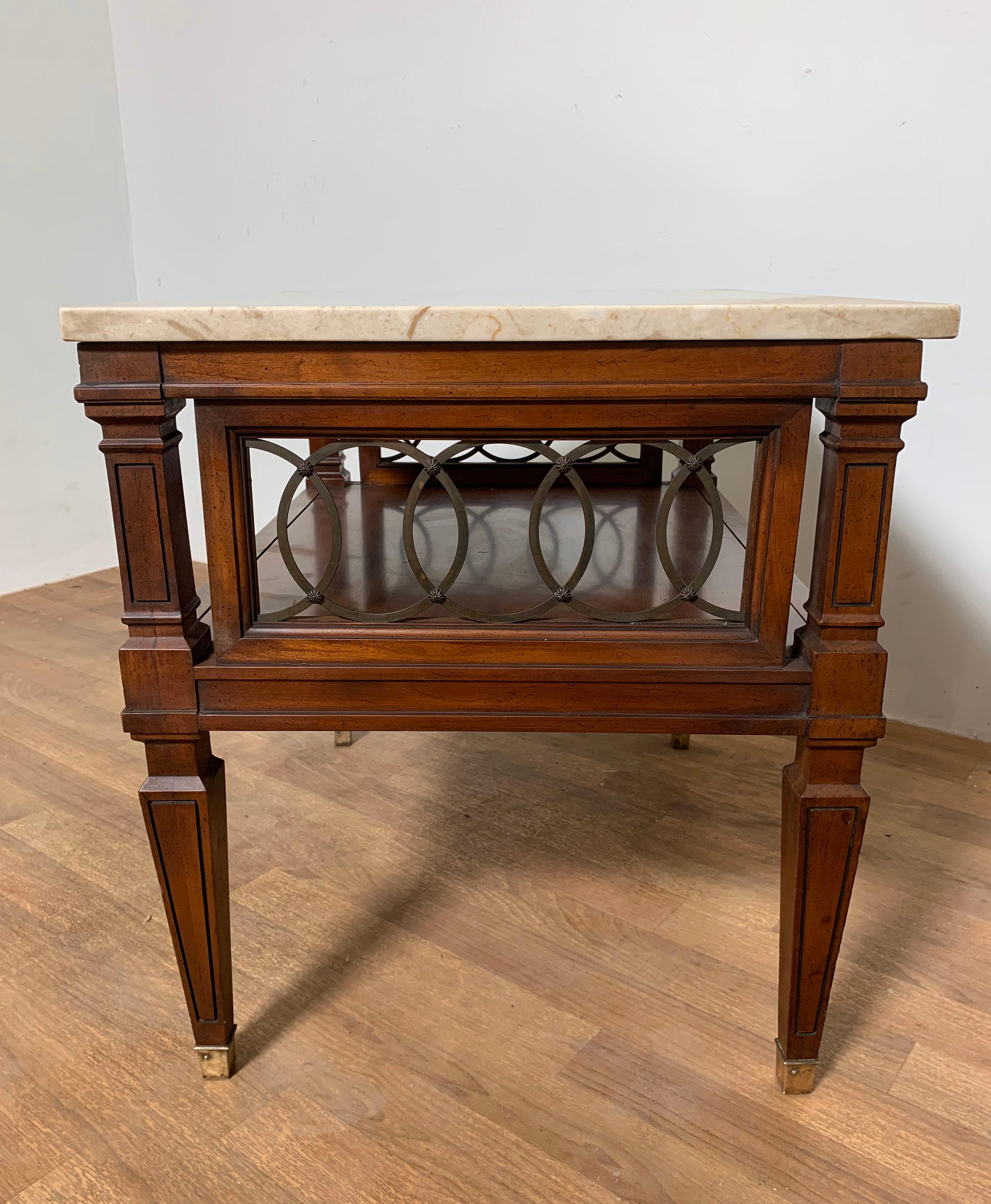 American Pair of Regency Style End Tables with Marble Tops circa 1960s For Sale