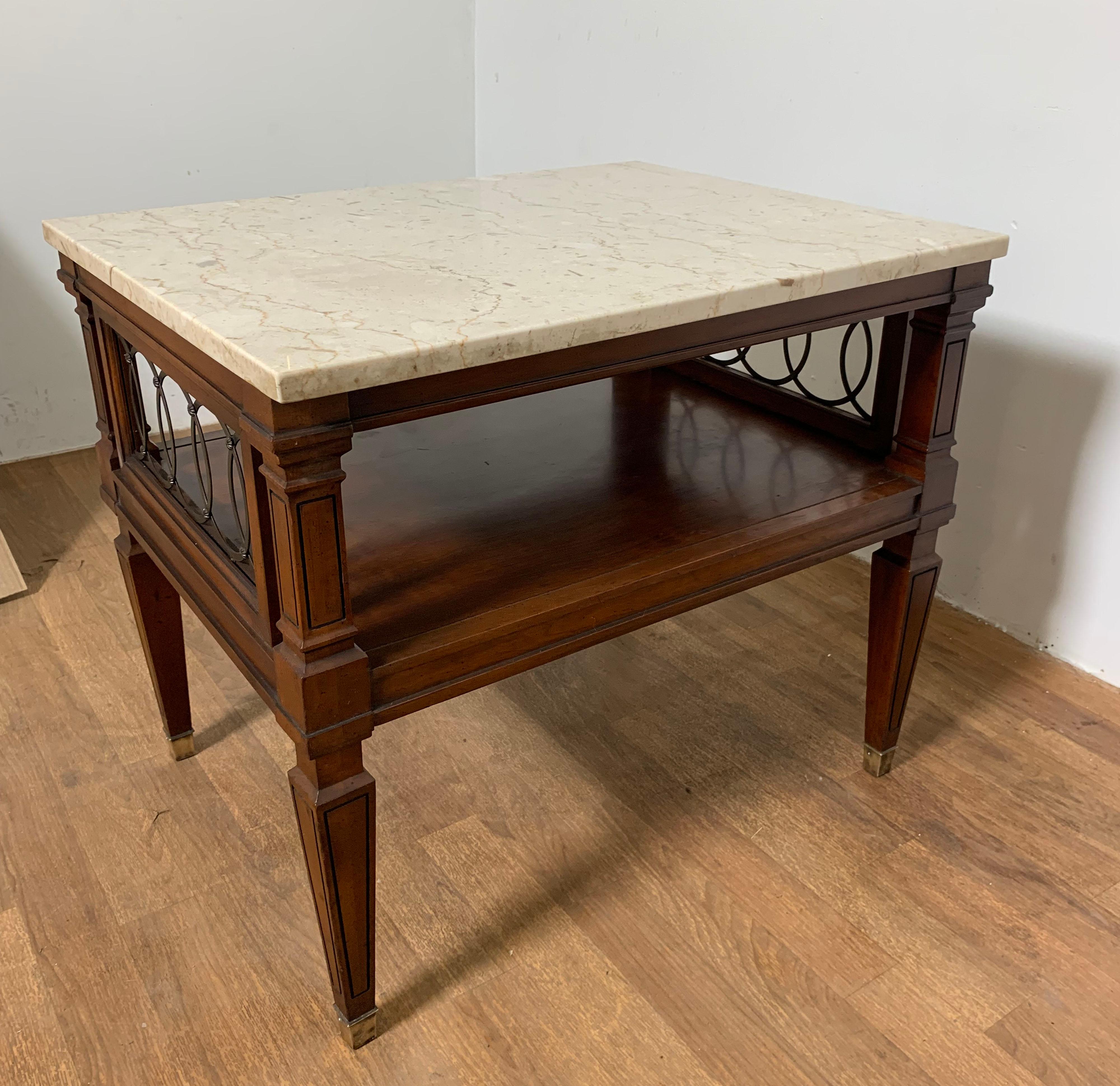 Pair of Regency Style End Tables with Marble Tops circa 1960s For Sale 3