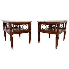 Pair of Regency Style End Tables with Marble Tops circa 1960s