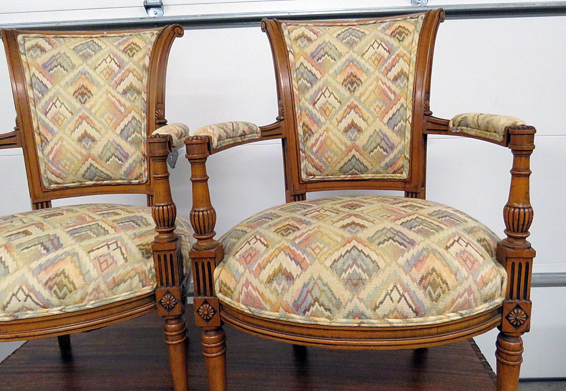 20th Century Pair of French Regency Style Fauteuils Armchairs  For Sale