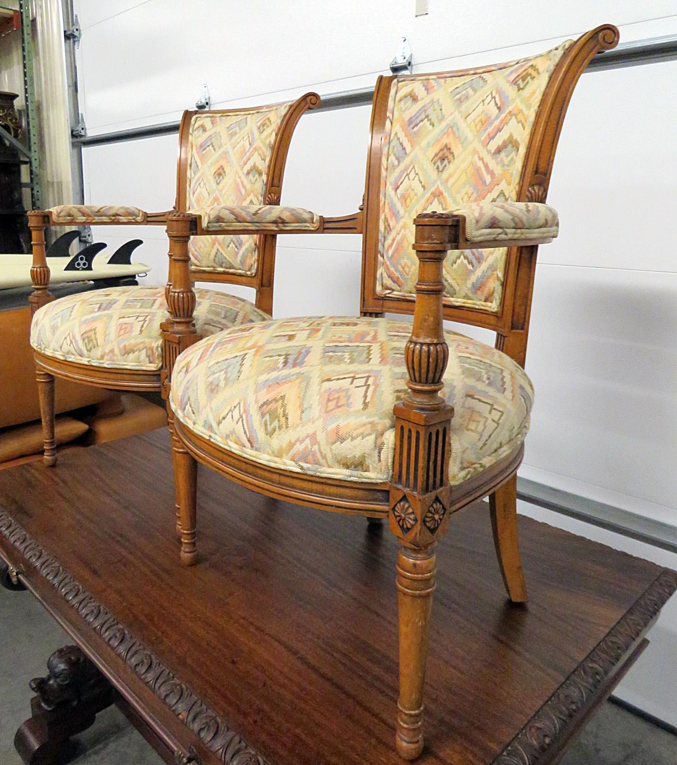 Upholstery Pair of French Regency Style Fauteuils Armchairs  For Sale