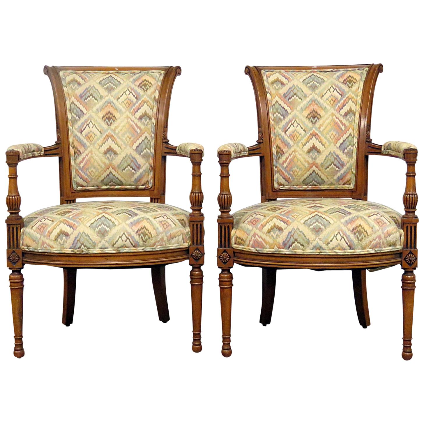 Pair of French Regency Style Fauteuils Armchairs 