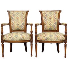Pair of French Regency Style Fauteuils Armchairs