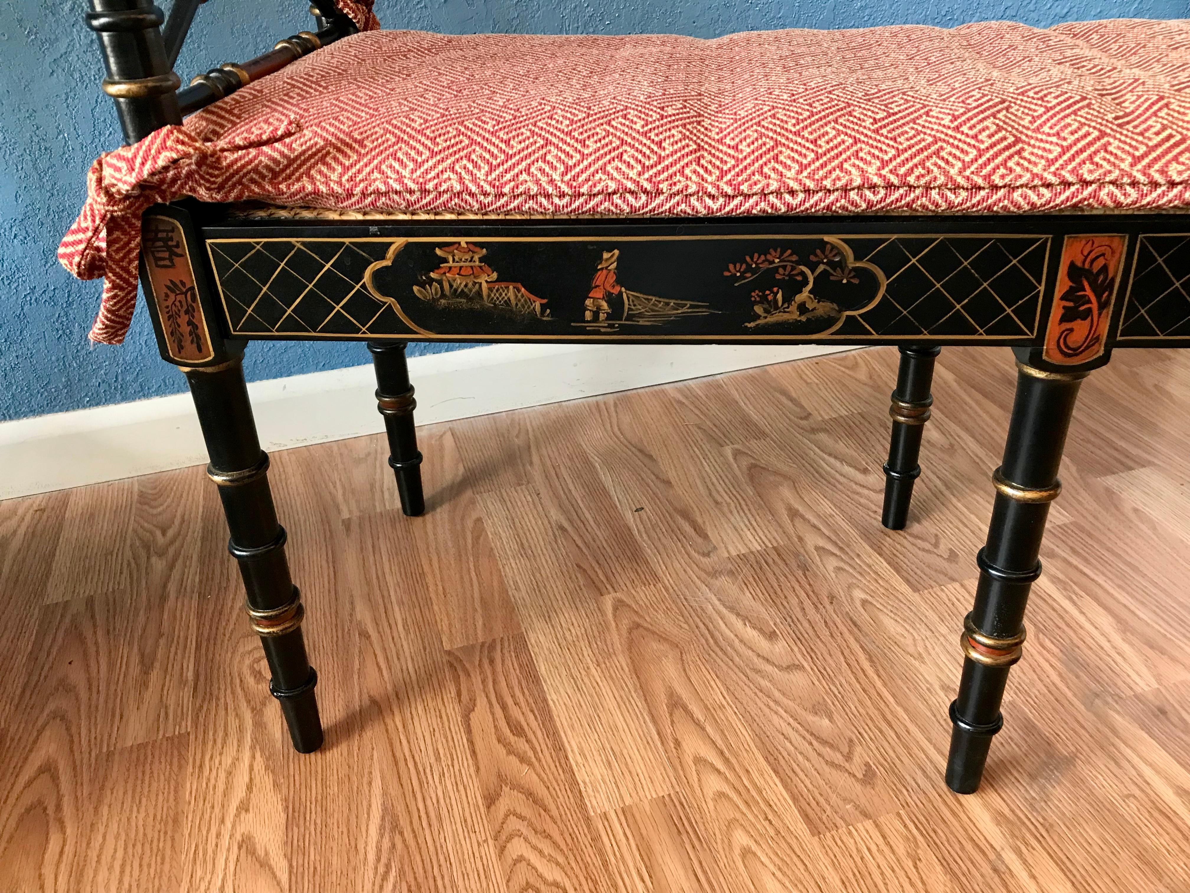 Pair of Regency Style Faux Bamboo Benches 4