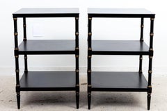 Pair of Regency Style Faux Bamboo Ebonized Side Tables