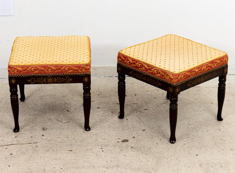 Pair of Regency Style Faux Grained Stools For Sale at 1stDibs