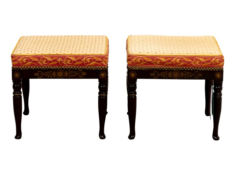 Pair of Regency Style Faux Grained Stools For Sale at 1stDibs