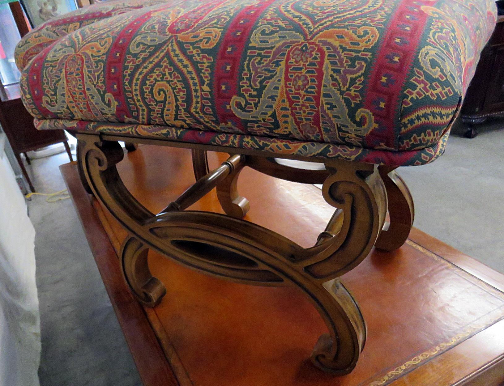 20th Century Pair of Dorothy Draper style French Regency Style Footstools Benches For Sale