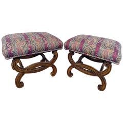 Vintage Pair of Dorothy Draper style French Regency Style Footstools Benches