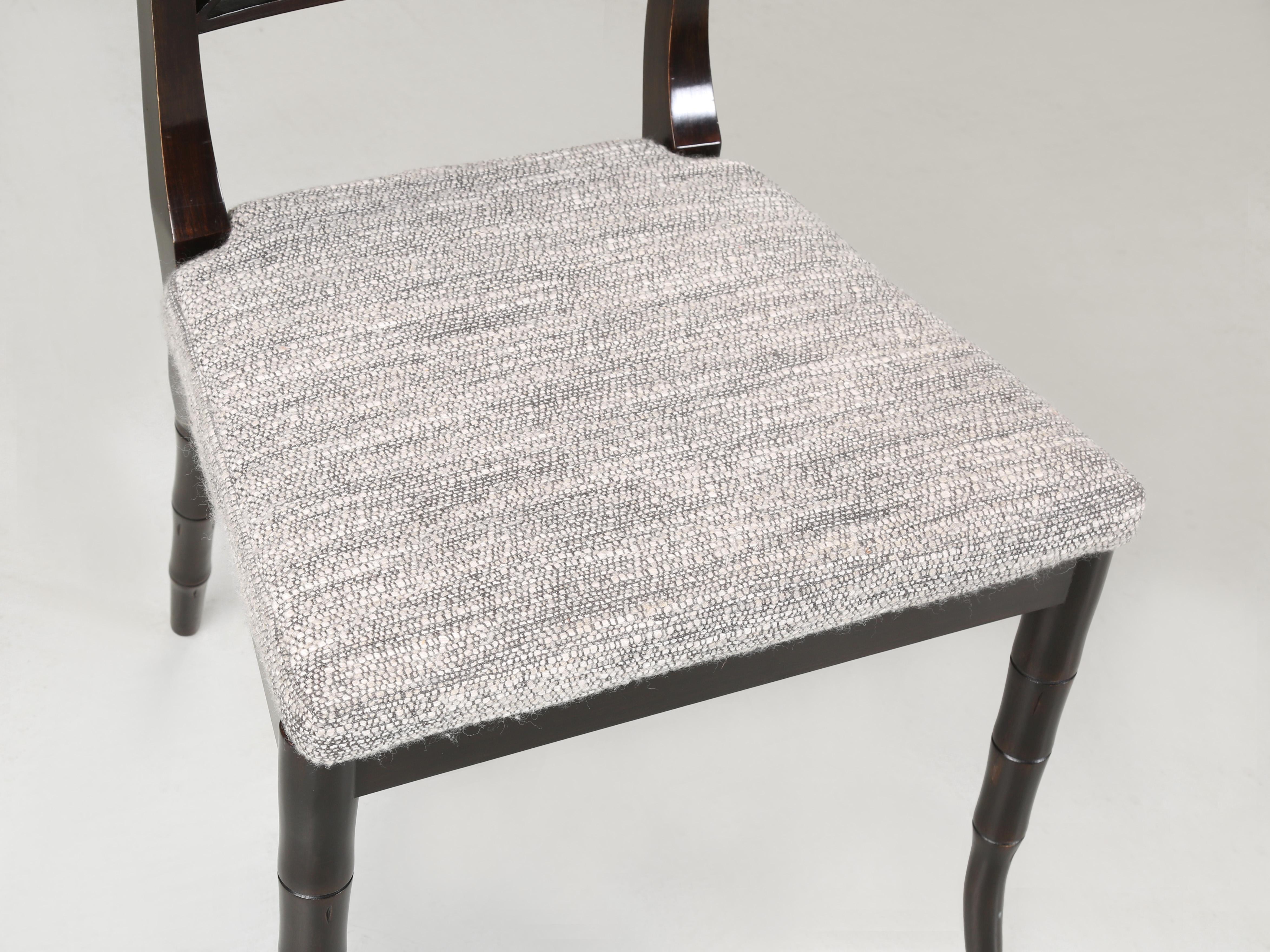 Pair of Regency Style Fret Chairs from Iatesta Studio Collection with Cushions For Sale 3