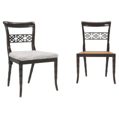 Pair of Regency Style Fret Chairs from Iatesta Studio Collection with Cushions