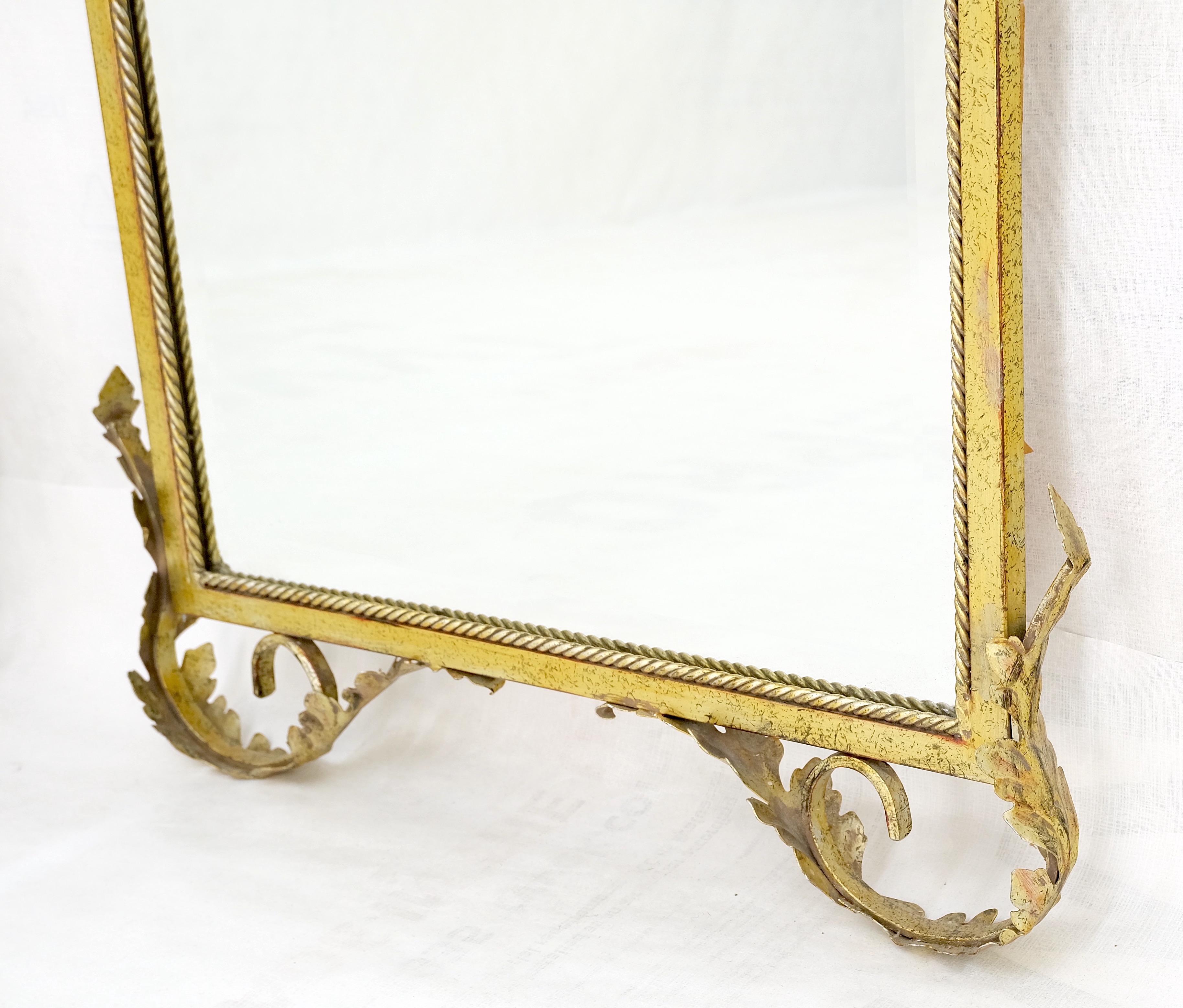 20th Century Pair of Regency Style Gilt Metal Rectangle Wall Mirrors Mint! For Sale