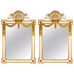 Vintage Pair of Regency Style Giltwood and Painted Wood Mirrors