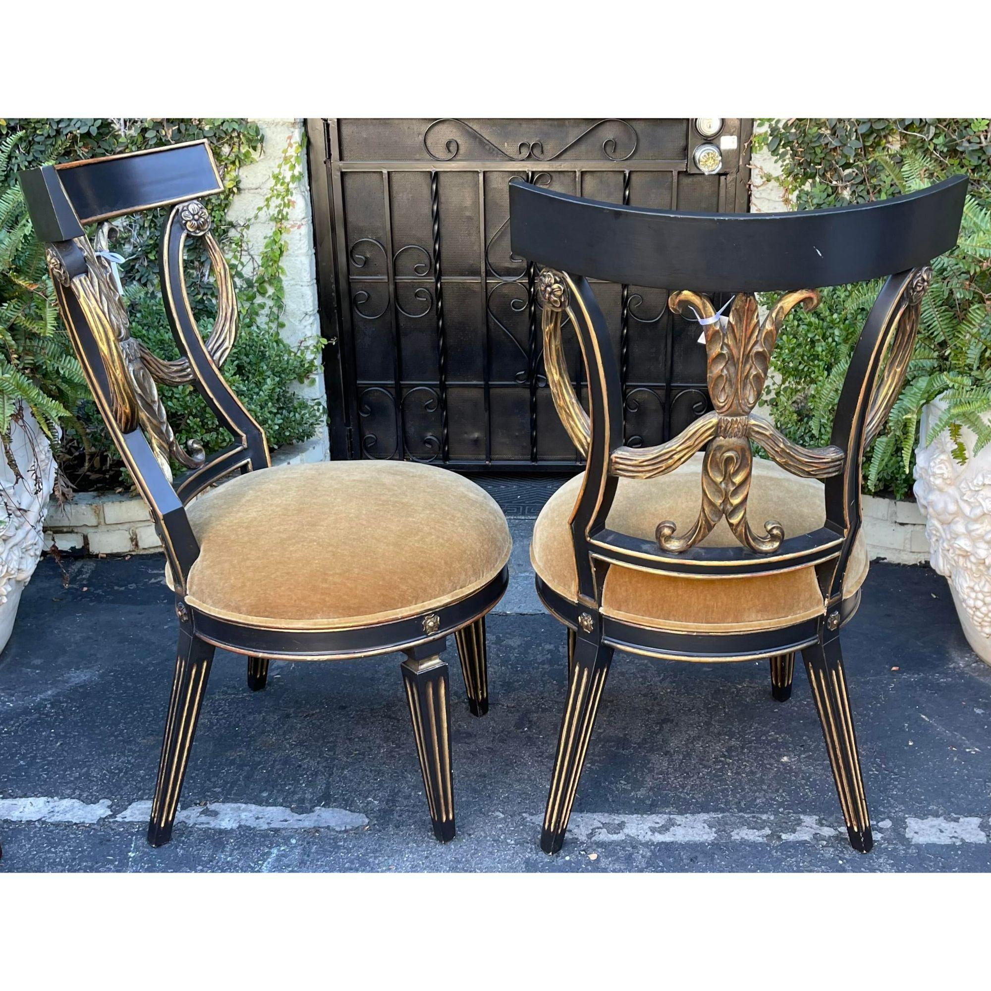 Pair of Regency Style Giltwood & Mohair Chairs by Randy Esada Designs for Prospr In Good Condition For Sale In LOS ANGELES, CA