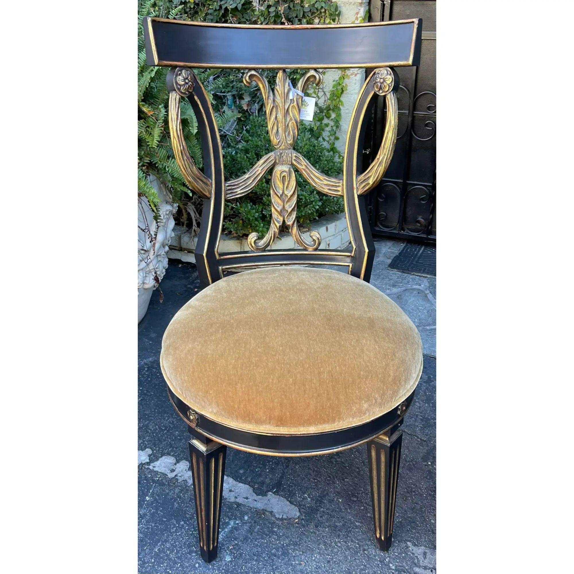 Pair of Regency Style Giltwood & Mohair Chairs by Randy Esada Designs for Prospr For Sale 1