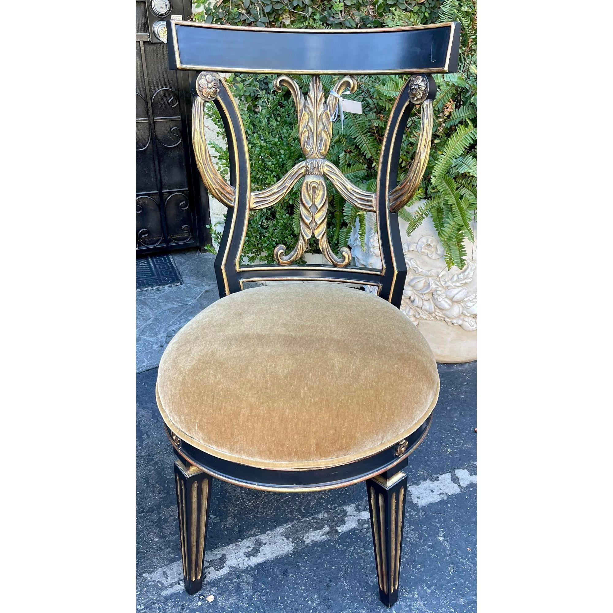 Pair of Regency Style Giltwood & Mohair Chairs by Randy Esada Designs for Prospr For Sale 2