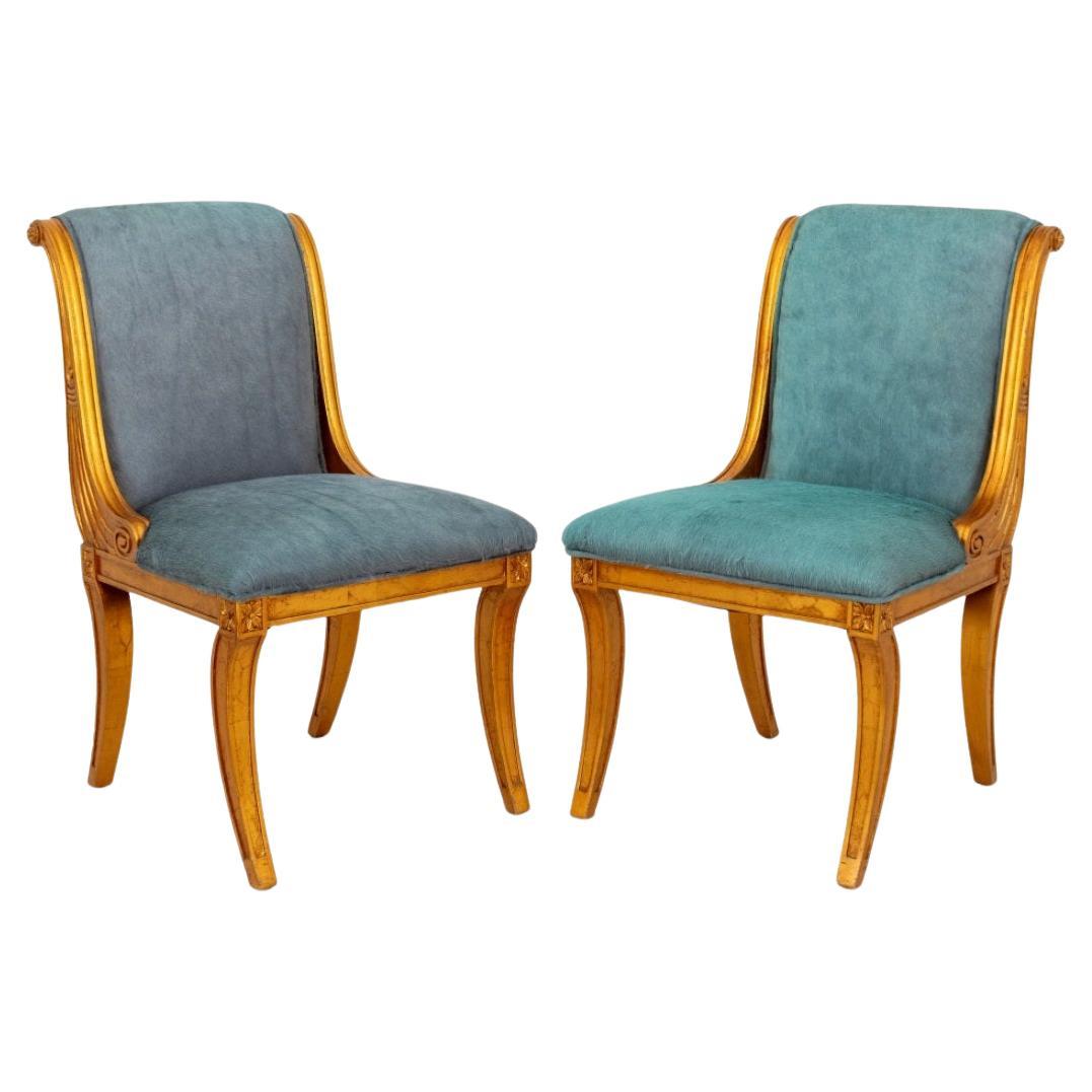 Pair of Regency Style Giltwood Side Chairs