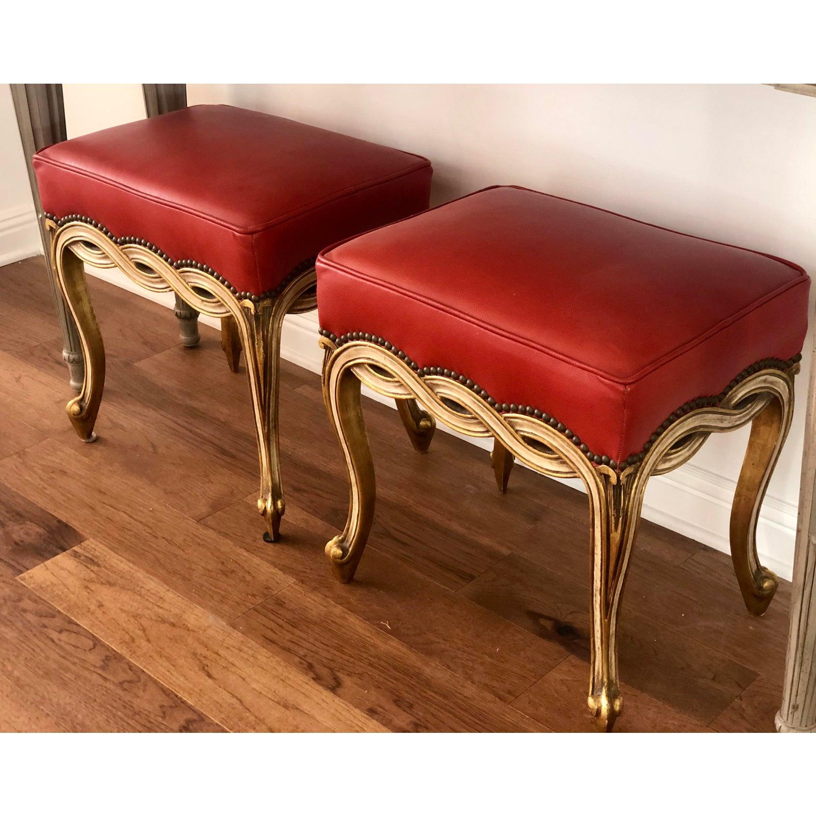 American Pair of Regency Style Giltwood Taboret Benches by Randy Esada Designs for Prospr For Sale