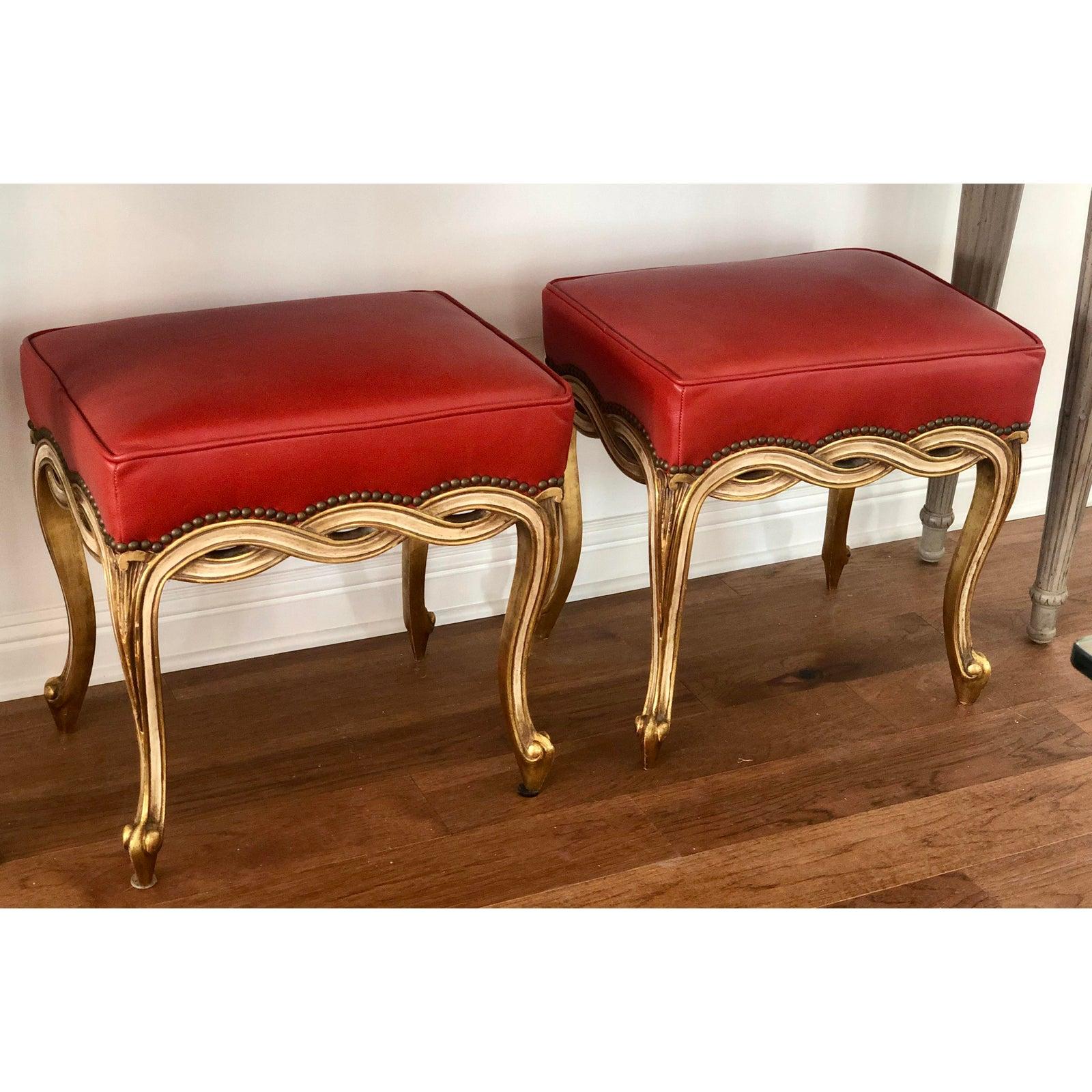 Pair of Regency Style Giltwood Taboret Benches by Randy Esada Designs for Prospr In Good Condition For Sale In LOS ANGELES, CA