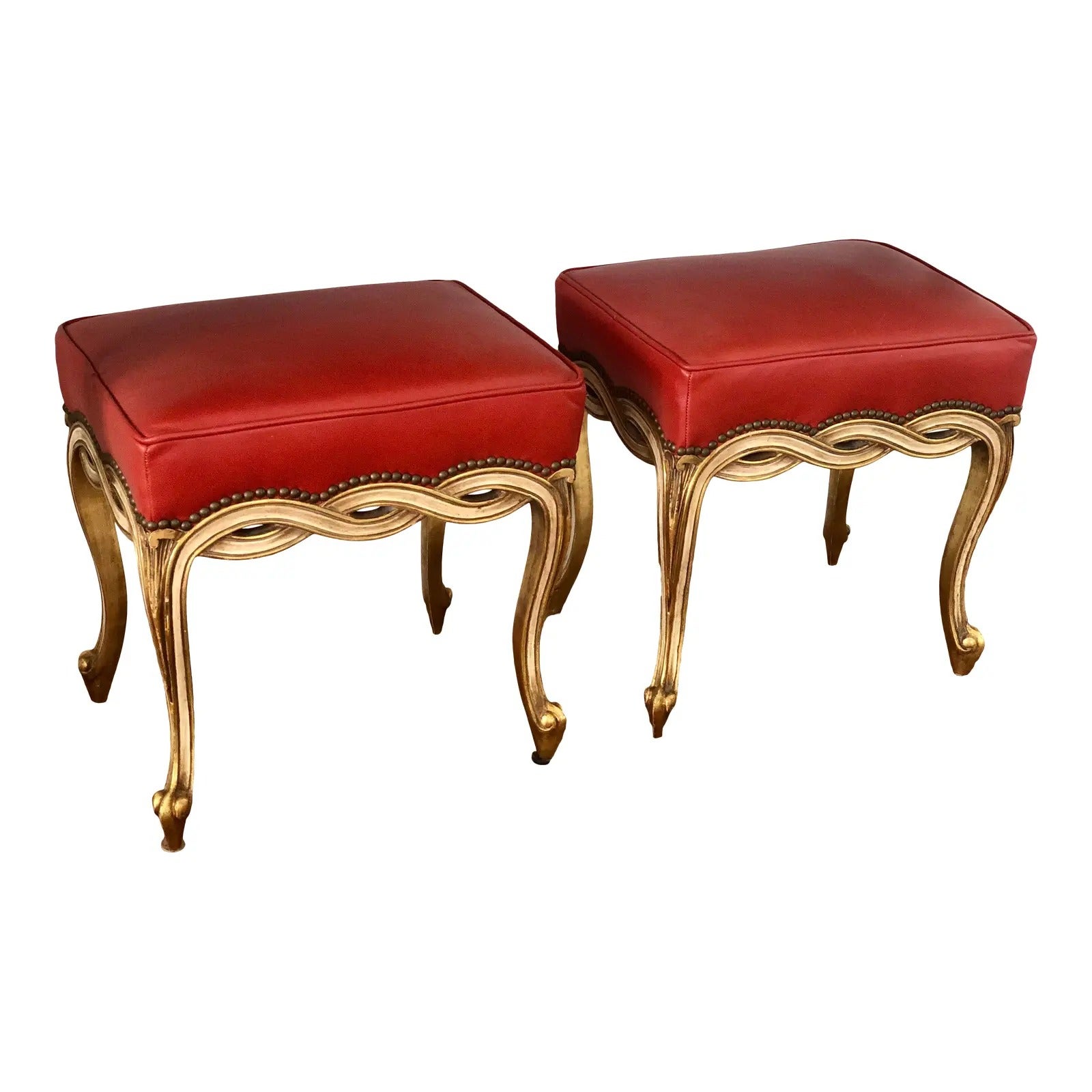 Pair of Regency Style Giltwood Taboret Benches by Randy Esada Designs for Prospr For Sale