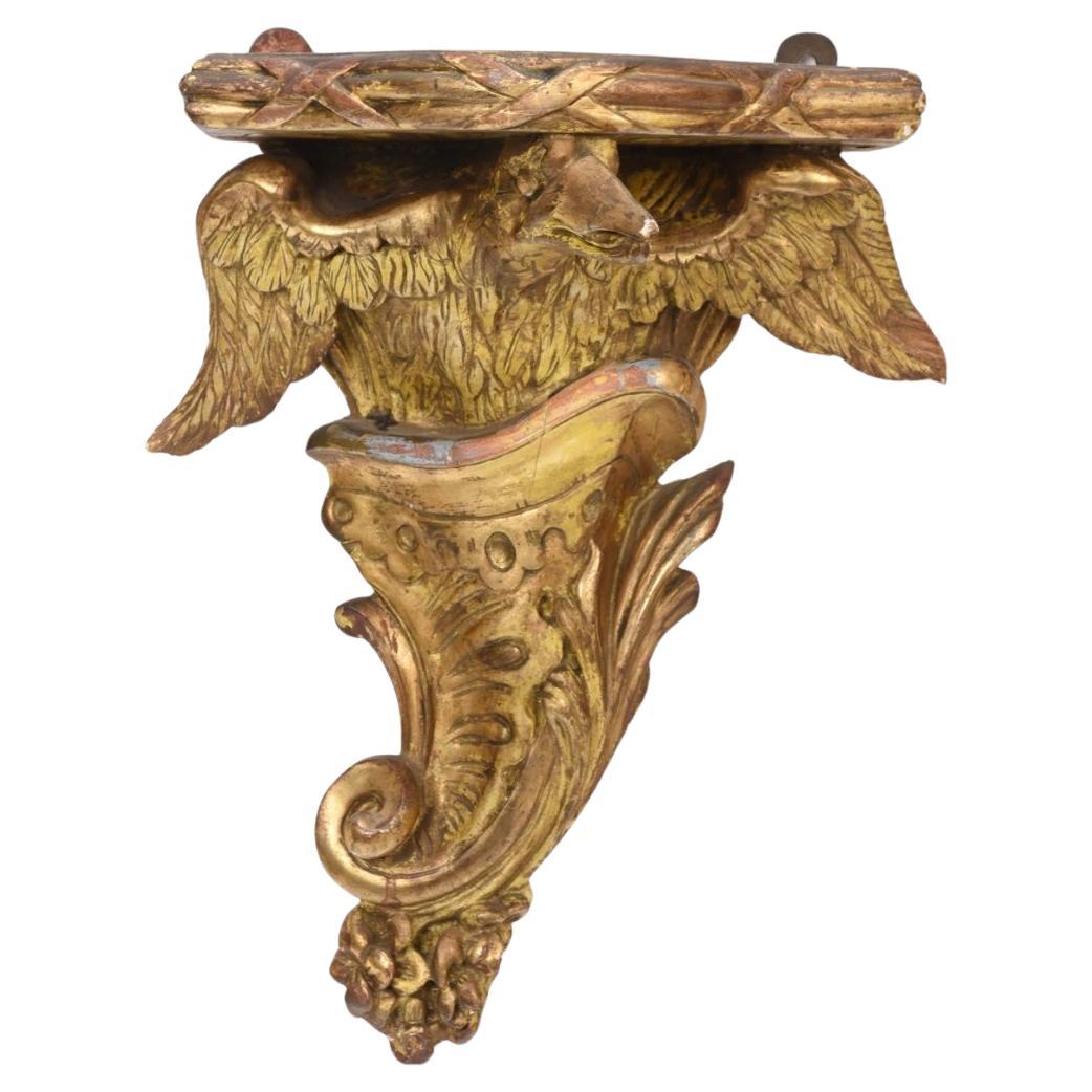 Regency Paire de supports muraux en bois doré de style Régence en vente