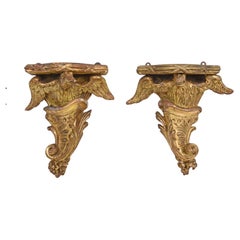 Antique Pair Of Regency Style Giltwood Wall Brackets