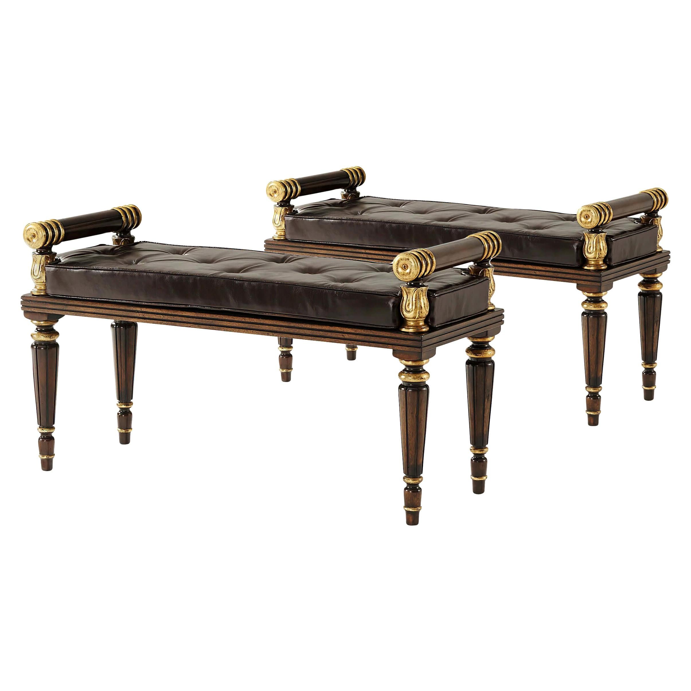 Pair of Regency Style Hall Benches For Sale