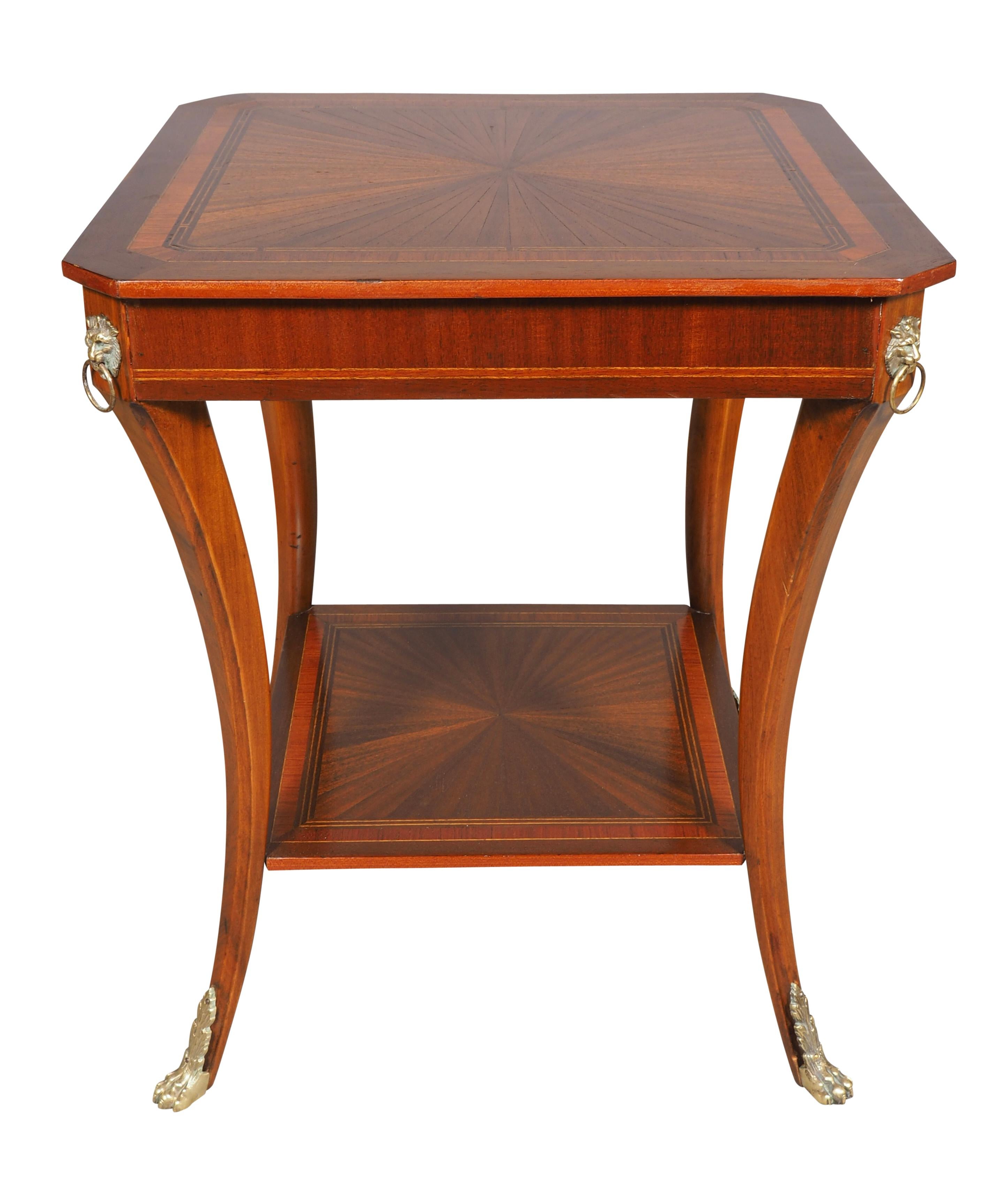 Mid-20th Century Pair Of Regency Style Inlaid Mahogany Side Tables