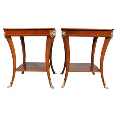 Pair Of Regency Style Inlaid Mahogany Side Tables