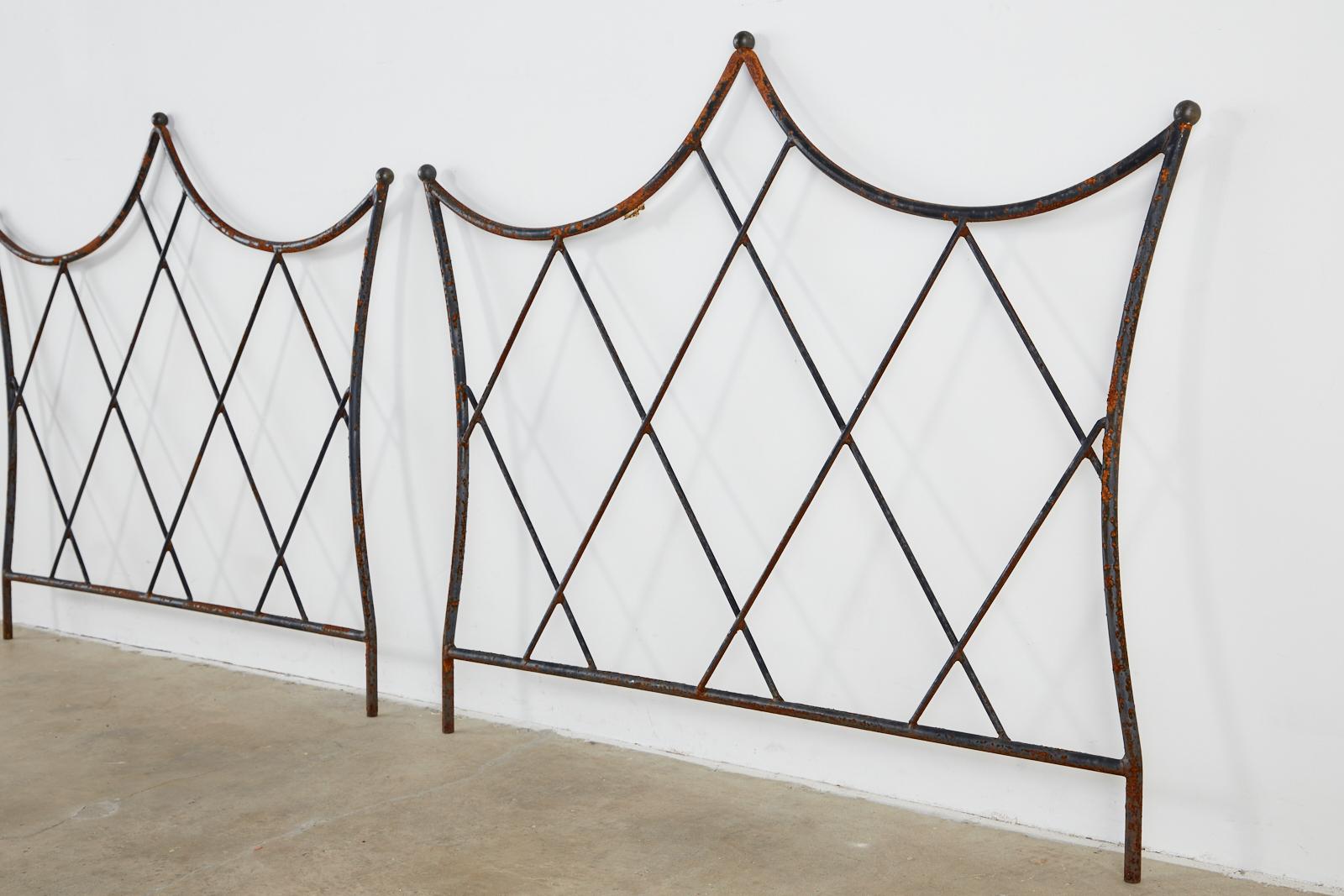 Mid-Century Modern Pair of Midcentury Iron and Bronze Headboards For Sale