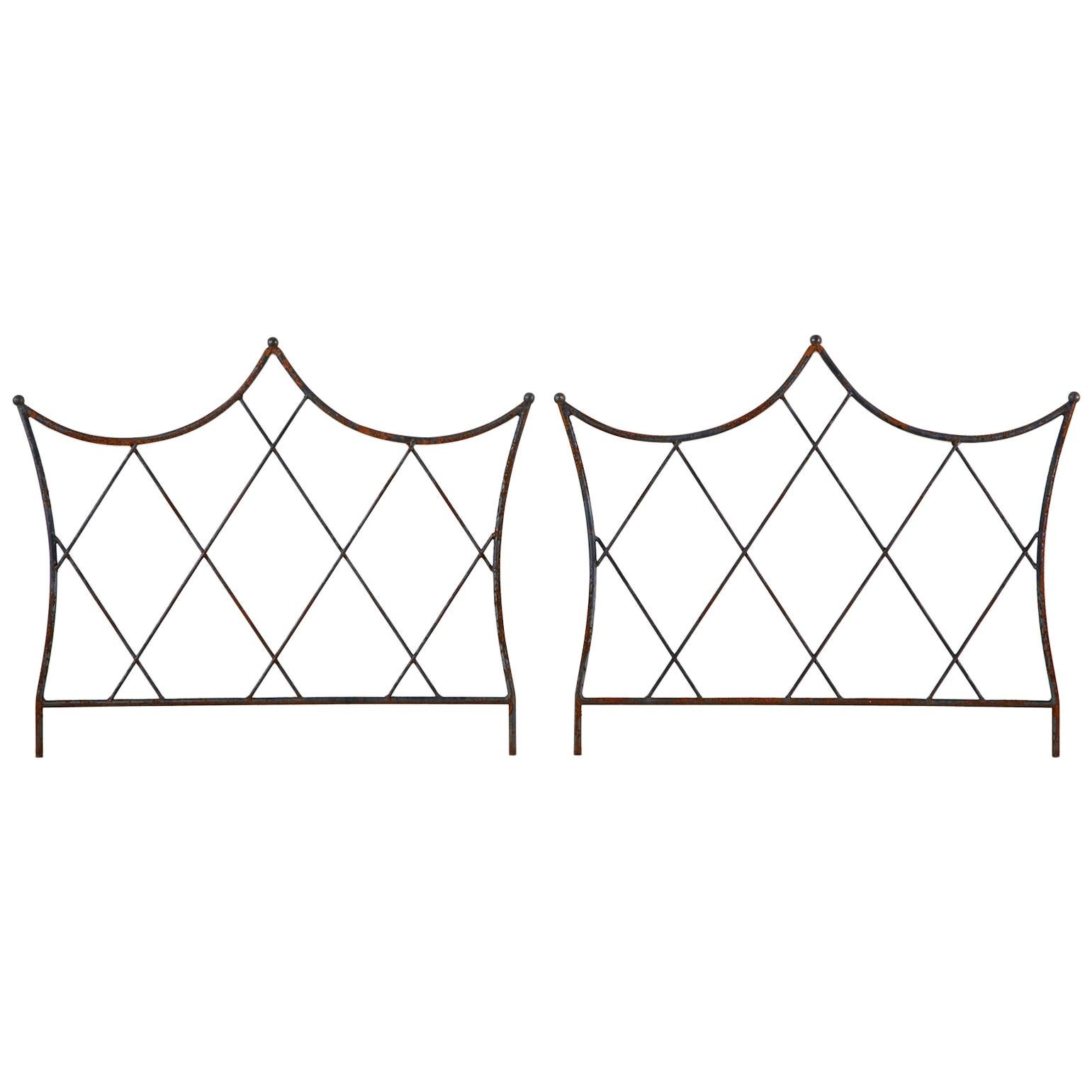 Pair of Midcentury Iron and Bronze Headboards
