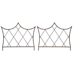 Pair of Midcentury Jean Royere Style Iron and Bronze Headboards