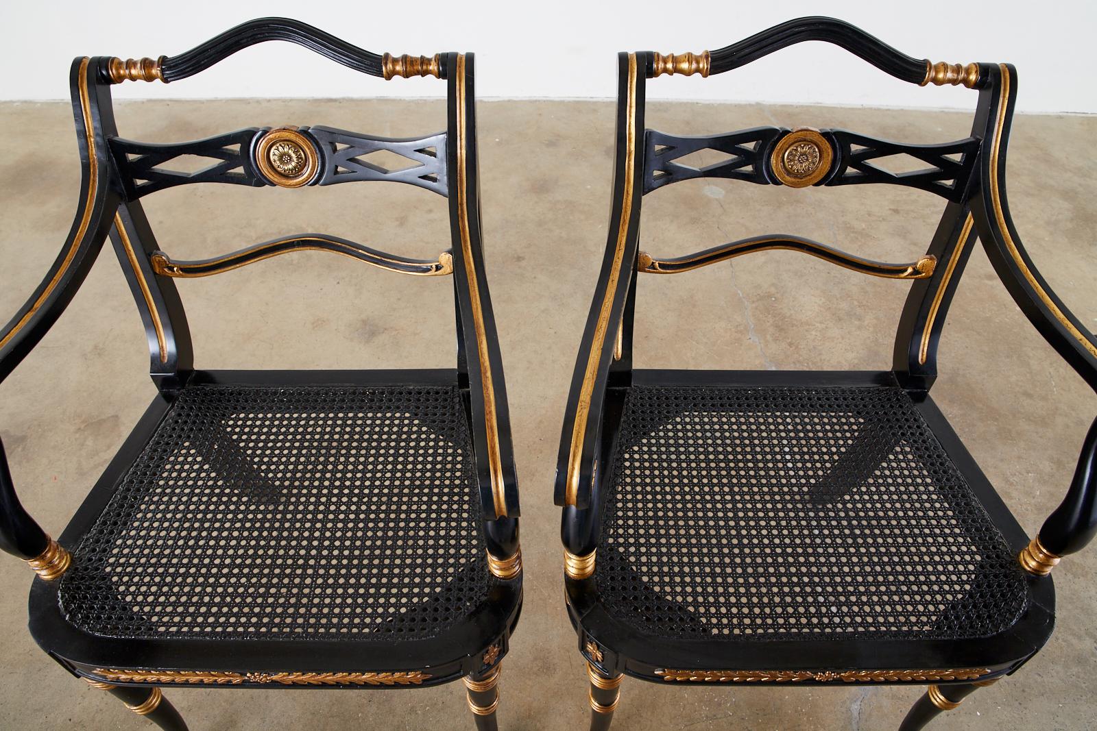 Pair of Regency Style Lacquered Armchairs by Theodore Alexander 4