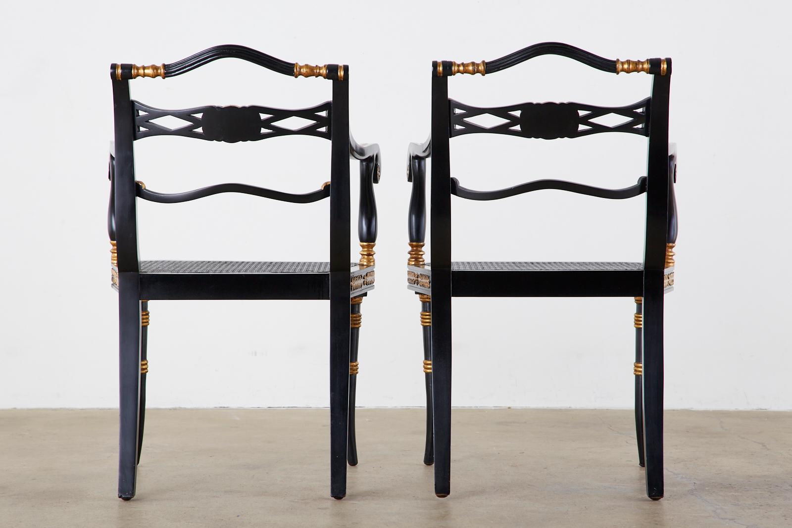 Pair of Regency Style Lacquered Armchairs by Theodore Alexander 13