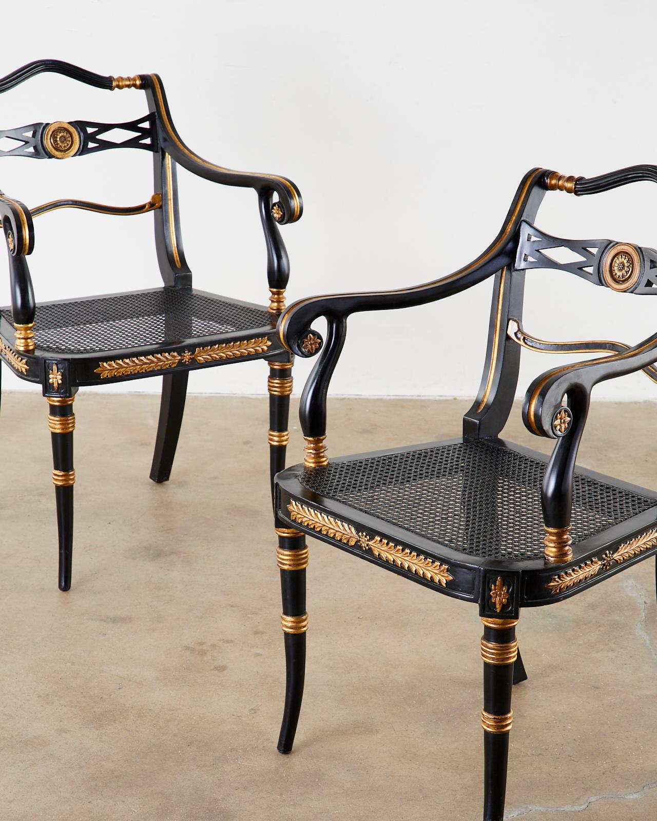 Pair of Regency Style Lacquered Armchairs by Theodore Alexander 2