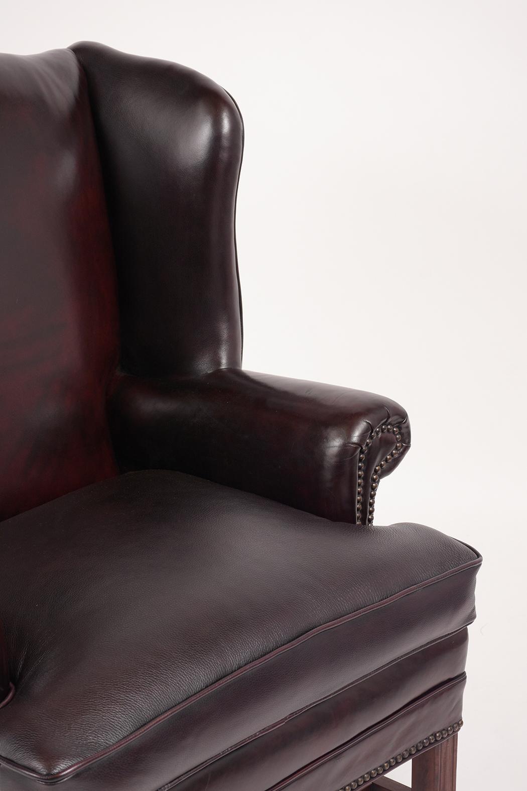Pair of Leather Wingback Chairs 2