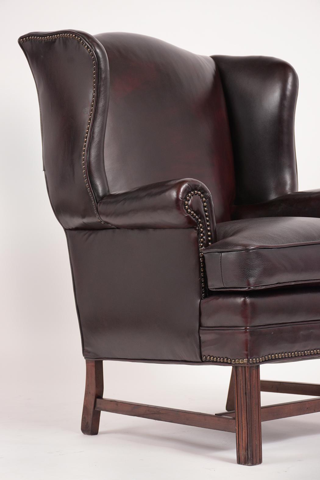 Pair of Leather Wingback Chairs 1