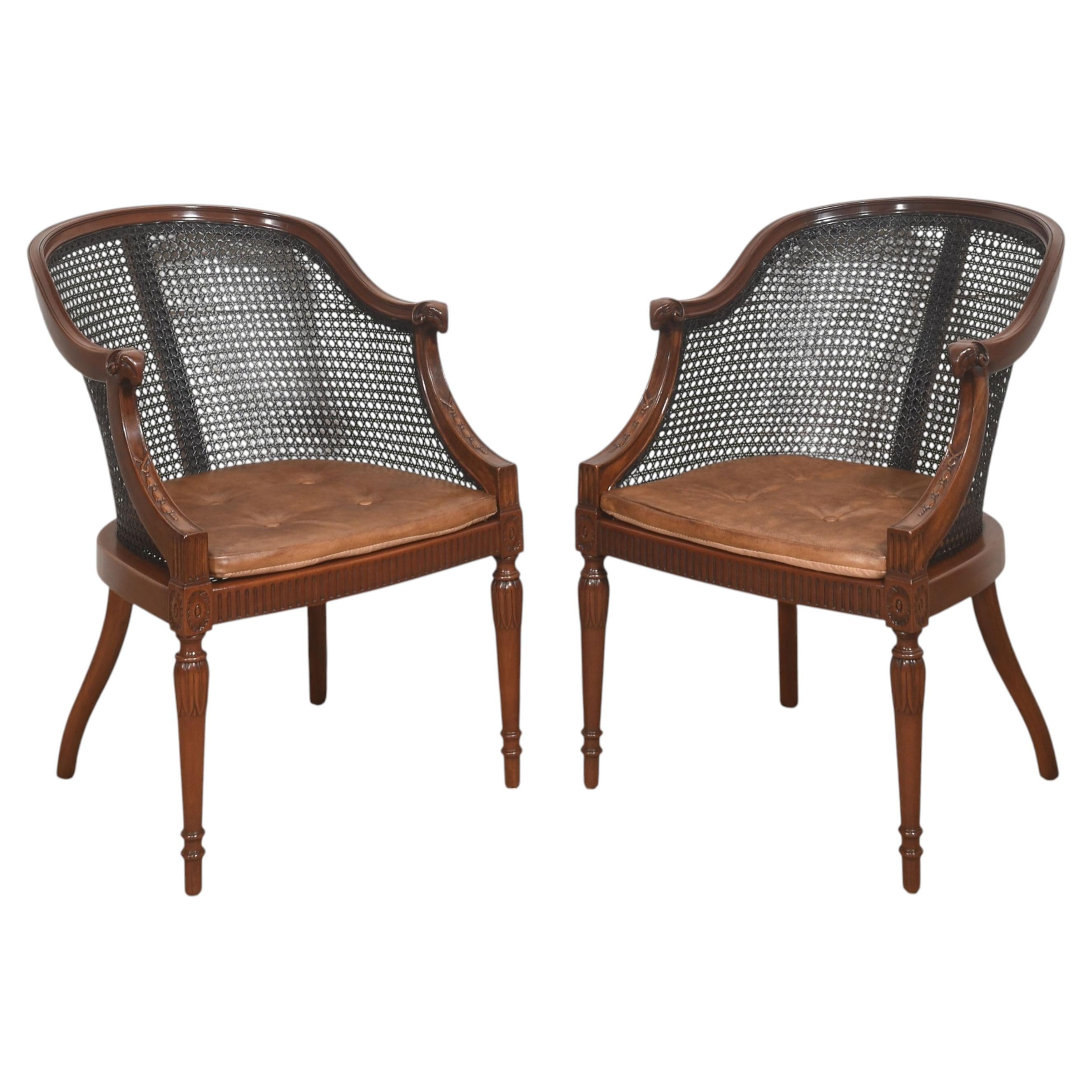 Pair Of Regency Style Mahogany Bergère Armchairs