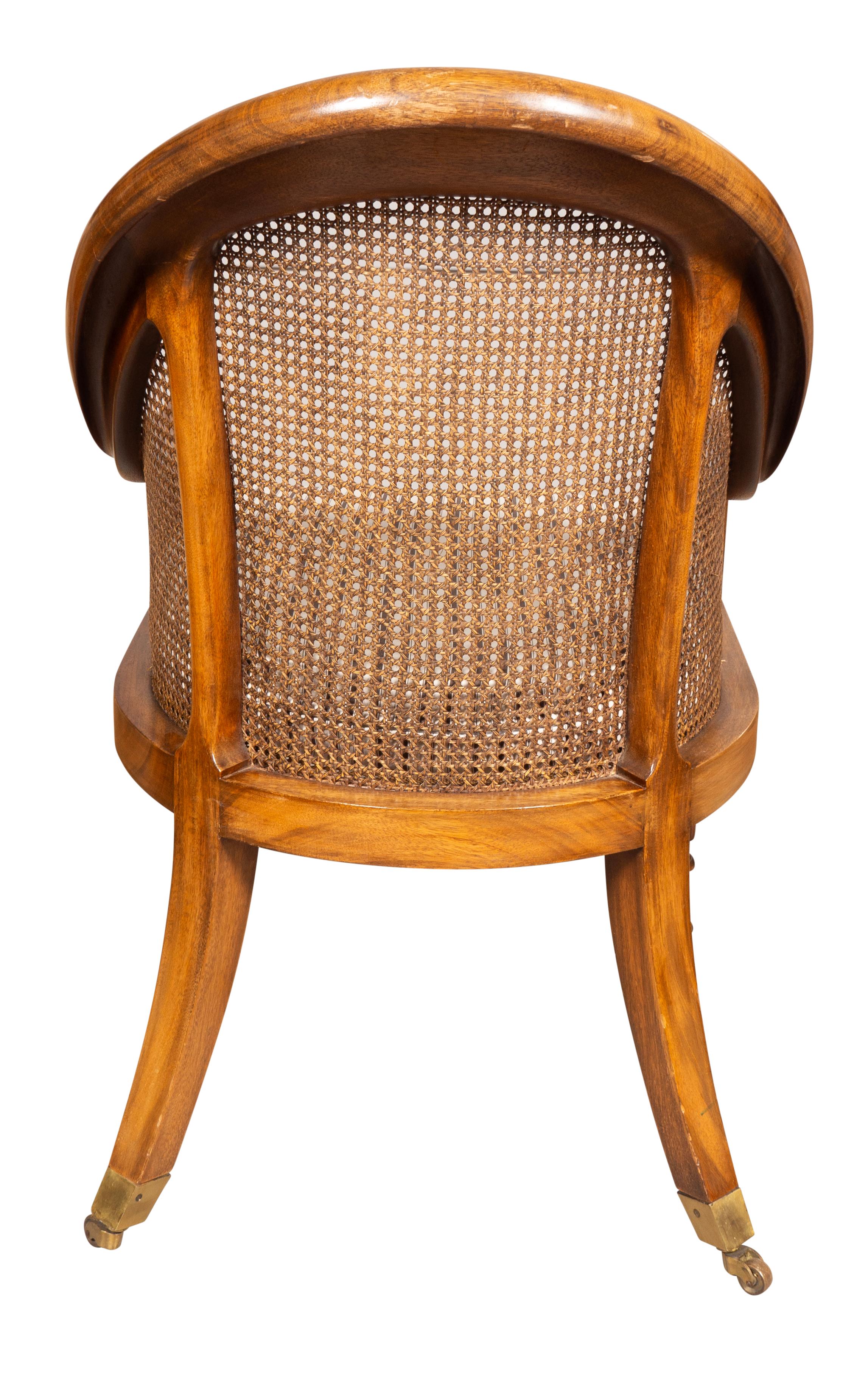 Pair Of Regency Style Mahogany Caned Tub Chairs 1