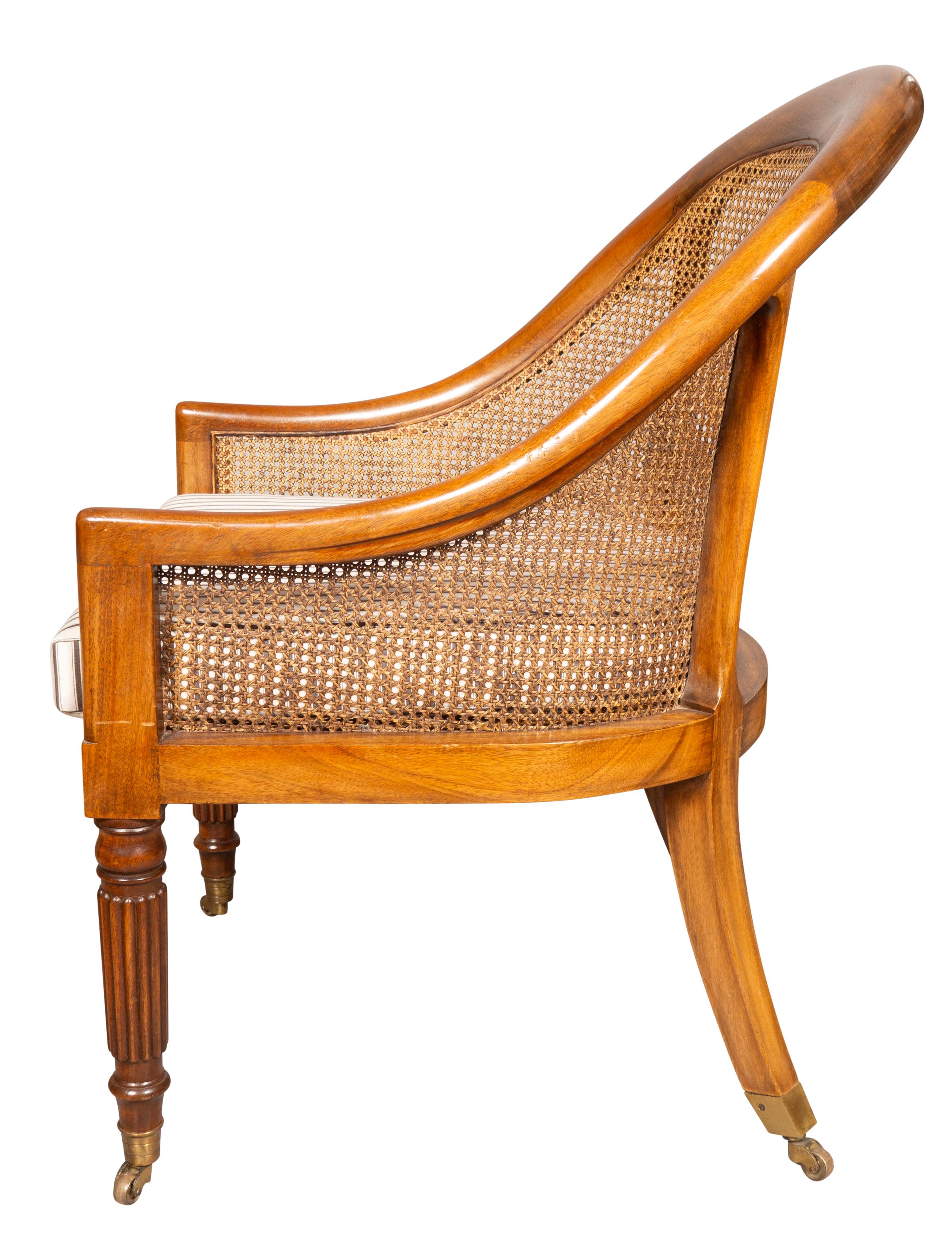 Pair Of Regency Style Mahogany Caned Tub Chairs 2