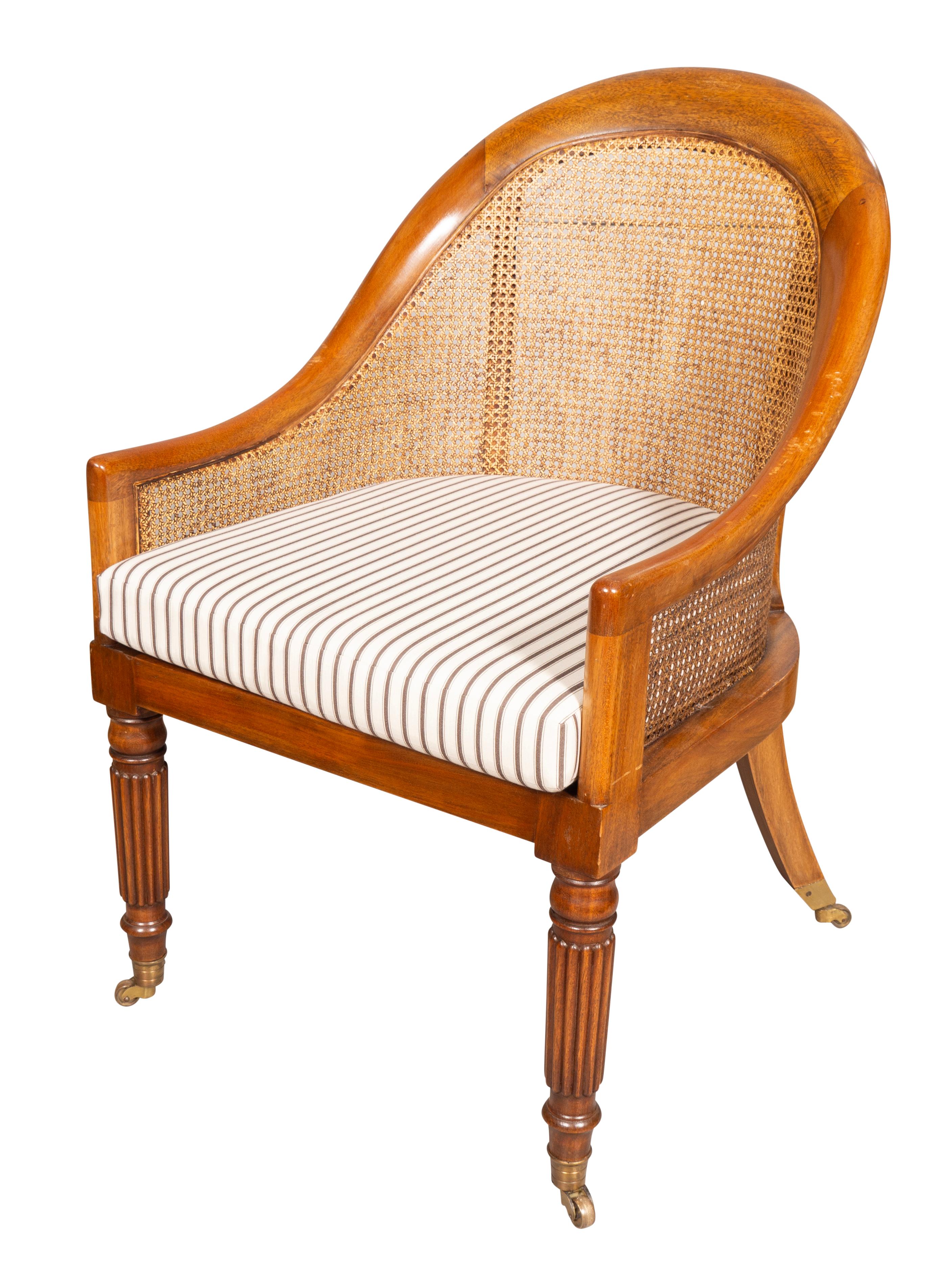 Pair Of Regency Style Mahogany Caned Tub Chairs 3