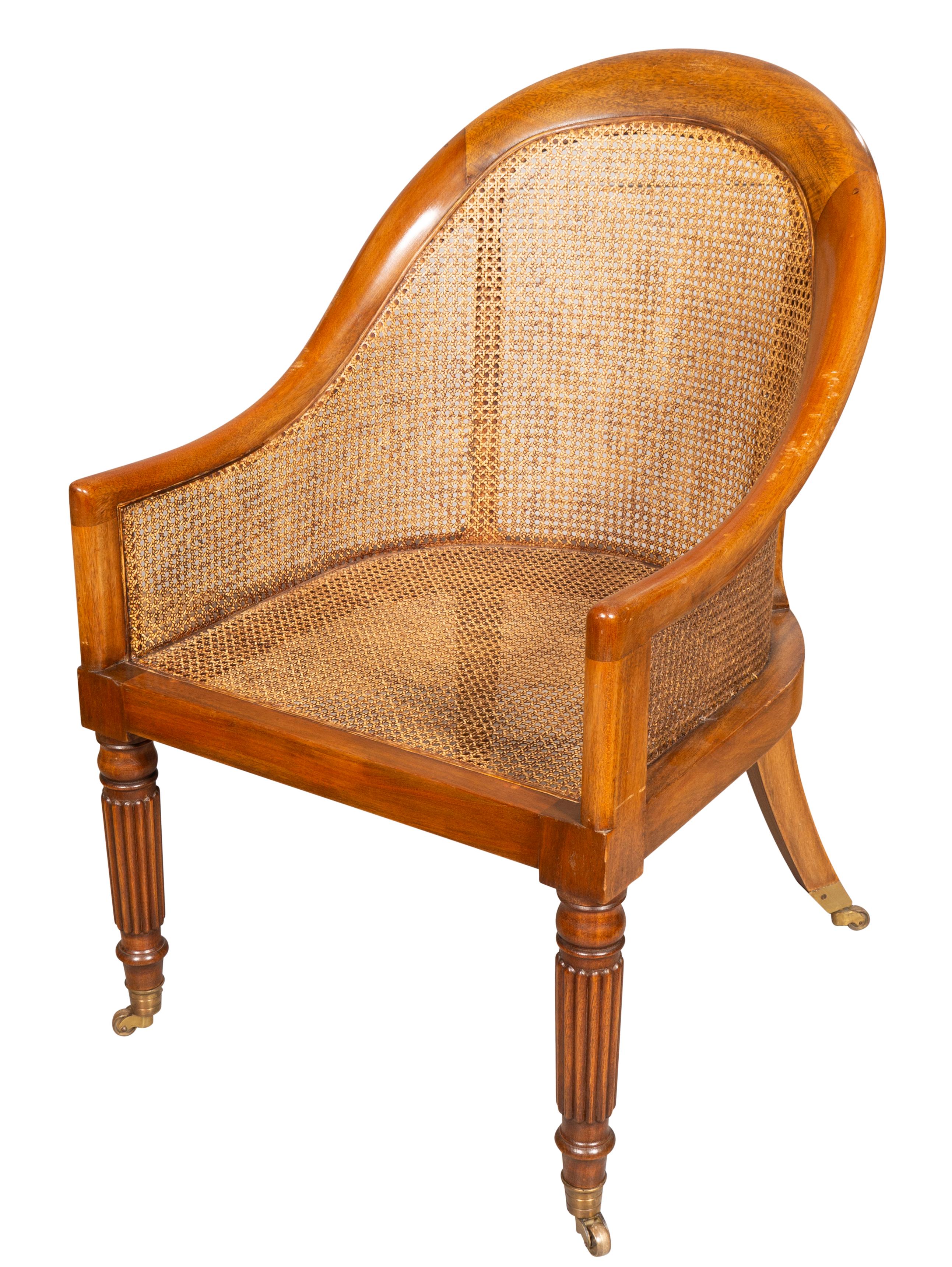 Pair Of Regency Style Mahogany Caned Tub Chairs 4