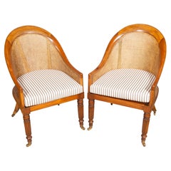 Pair Of Regency Style Mahogany Caned Tub Chairs