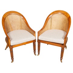 Pair Of Regency Style Mahogany Caned Tub Chairs