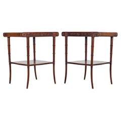 Pair of Regency Style Mahogany Leather Top Drink Side Tables
