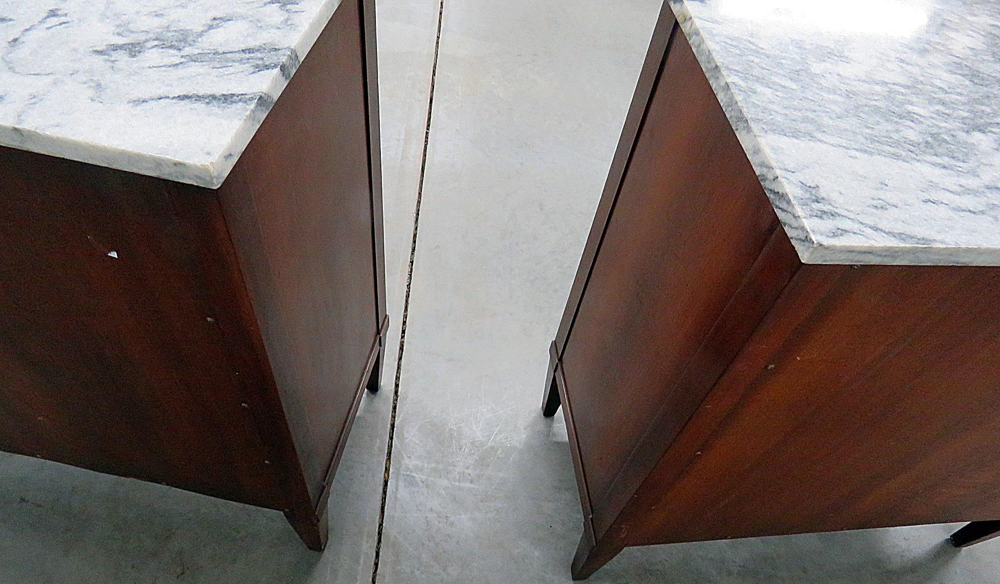 Pair of Jansen Style Marble-Top Commodes 1